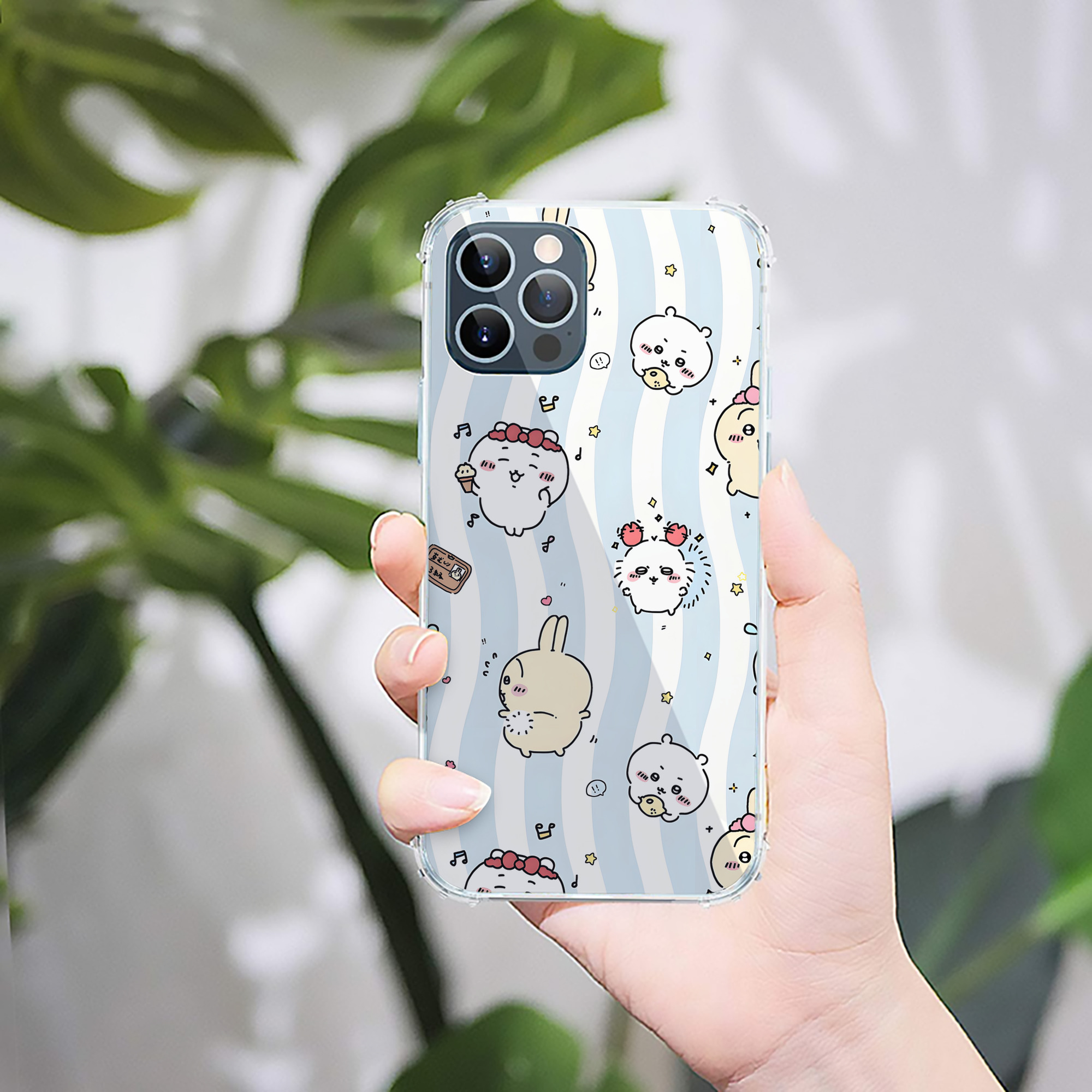 （画像用） ちいかわ Chii-kawa 【iPhone 12シリーズ対応】透明スマホケース（クリアソフトケース）